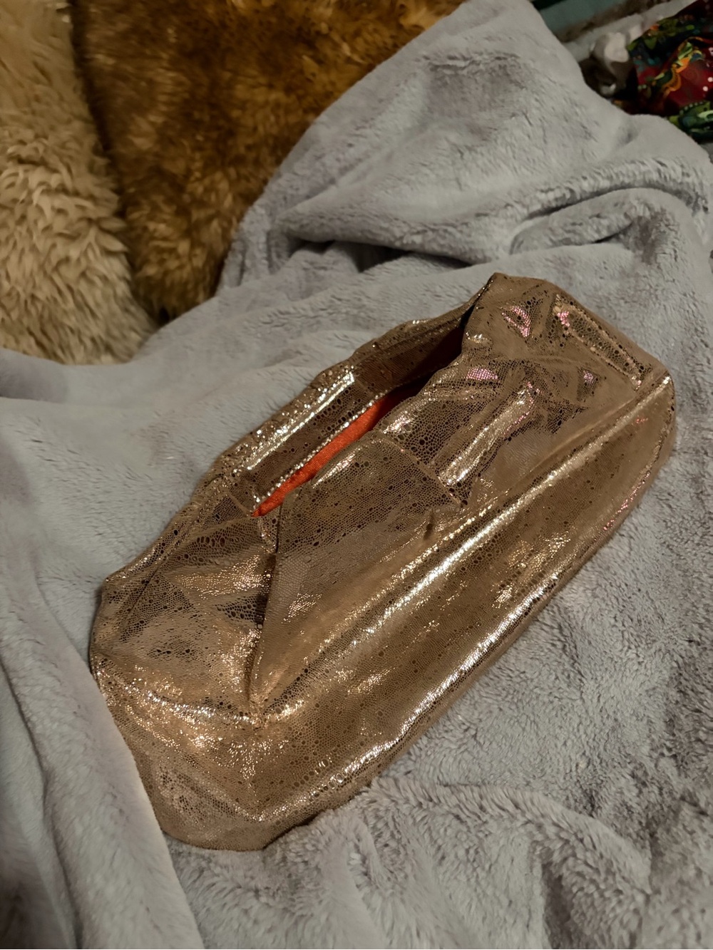 HOBO Metallic Bronze Sequin Wristlet Clutch